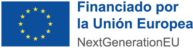 Logo de la Uni&oacute;n Europea con estrellas doradas y texto indicando financiamiento por NextGenerationEU